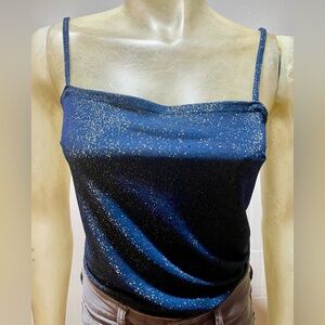 Reformation Navy and Gold Sparkle Top